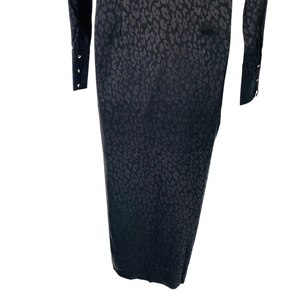 Petal & Pup NEW Tanzy Satin Formal Collared Shirt Dress in Black Leopard Size XS - Picture 10 of 12